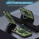 For iPhone 14 Pro Max Ring Holder Carbon Fiber PC Hybrid TPU Phone Case(Army Green) - 2