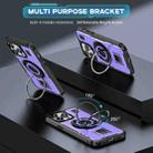 For iPhone 13 Pro Max Ring Holder Carbon Fiber PC Hybrid TPU Phone Case(Purple) - 2