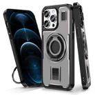 For iPhone 12 / 12 Pro Ring Holder Carbon Fiber PC Hybrid TPU Phone Case(Grey) - 1