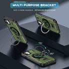 For iPhone 11 Ring Holder Carbon Fiber PC Hybrid TPU Phone Case(Army Green) - 2