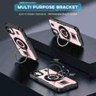 For iPhone 11 Ring Holder Carbon Fiber PC Hybrid TPU Phone Case(Rose Gold) - 2