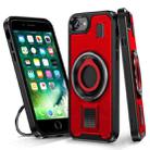 For iPhone 7 / 8 / SE 2022 Ring Holder Carbon Fiber PC Hybrid TPU Phone Case(Red) - 1