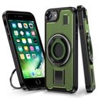 For iPhone 7 / 8 / SE 2022 Ring Holder Carbon Fiber PC Hybrid TPU Phone Case(Army Green) - 1