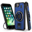For iPhone 7 / 8 / SE 2022 Ring Holder Carbon Fiber PC Hybrid TPU Phone Case(Blue) - 1