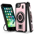 For iPhone 7 / 8 / SE 2022 Ring Holder Carbon Fiber PC Hybrid TPU Phone Case(Rose Gold) - 1