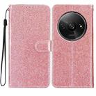 For Redmi A3 Glitter Powder Flip Leather Phone Case(Rose Gold) - 1