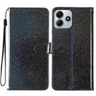 For Redmi Note 14 5G Glitter Powder Flip Leather Phone Case(Black) - 1