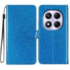 For Redmi Note 14 Pro 4G Glitter Powder Flip Leather Phone Case(Blue) - 1