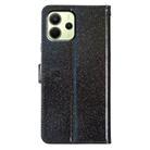 For Redmi Note 14 4G 163.25mm Glitter Powder Flip Leather Phone Case(Black) - 3
