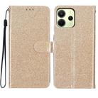 For Redmi Note 14 4G 163.25mm Glitter Powder Flip Leather Phone Case(Gold) - 1