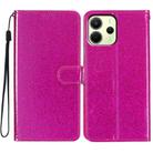For Redmi Note 14 4G 164.84mm Glitter Powder Flip Leather Phone Case(Rose Red) - 1