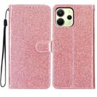 For Redmi Note 14 4G 164.84mm Glitter Powder Flip Leather Phone Case(Rose Gold) - 1