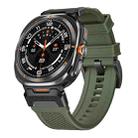 For Samsung Galaxy Watch Ultra 47mm Black Steel Buckle Rubber Quick Release Watch Band(Army Green) - 1