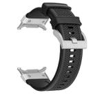 For Samsung Galaxy Watch Ultra 47mm Silver Steel Buckle Rubber Quick Release Watch Band(Black) - 3