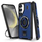 For Samsung Galaxy S24 FE 5G Ring Holder Carbon Fiber PC Hybrid TPU Phone Case(Blue) - 1