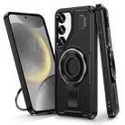 For Samsung Galaxy S23 5G Ring Holder Carbon Fiber PC Hybrid TPU Phone Case(Black) - 1