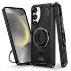 For Samsung Galaxy S23+ 5G Ring Holder Carbon Fiber PC Hybrid TPU Phone Case(Black) - 1