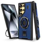 For Samsung Galaxy S24 Ultra 5G Ring Holder Carbon Fiber PC Hybrid TPU Phone Case(Blue) - 1