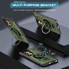 For Samsung Galaxy S22 Ultra 5G Ring Holder Carbon Fiber PC Hybrid TPU Phone Case(Army Green) - 2