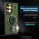 For Samsung Galaxy S22 Ultra 5G Ring Holder Carbon Fiber PC Hybrid TPU Phone Case(Army Green) - 3