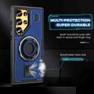 For Samsung Galaxy S22 Ultra 5G Ring Holder Carbon Fiber PC Hybrid TPU Phone Case(Blue) - 3