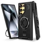 For Samsung Galaxy S25 Ultra 5G Ring Holder Carbon Fiber PC Hybrid TPU Phone Case(Black) - 1
