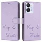 For Blackview Color 8 Smile Embossing RFID Leather Phone Case(Light Purple) - 3