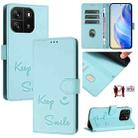 For Blackview Wave 6C Smile Embossing RFID Leather Phone Case(Mint Green) - 1