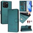 For Blackview Wave 6C Smile Embossing RFID Leather Phone Case(Peacock Green) - 1