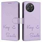 For Blackview Shark 8 Smile Embossing RFID Leather Phone Case(Light Purple) - 3