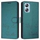 For Blackview A52 Smile Embossing RFID Leather Phone Case(Peacock Green) - 3