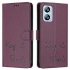 For Blackview A52 Smile Embossing RFID Leather Phone Case(Violet) - 3