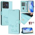 For Blackview Wave 8C Smile Embossing RFID Leather Phone Case(Mint Green) - 1