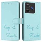 For Blackview Wave 8C Smile Embossing RFID Leather Phone Case(Mint Green) - 3