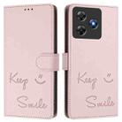 For Blackview Wave 8C Smile Embossing RFID Leather Phone Case(Pink) - 3