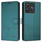 For Blackview Wave 8C Smile Embossing RFID Leather Phone Case(Peacock Green) - 3