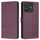 For Blackview Wave 8C Smile Embossing RFID Leather Phone Case(Violet) - 3