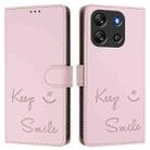 For Blackview Oscal Flat 1C Smile Embossing RFID Leather Phone Case(Pink) - 2