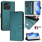 For Blackview Oscal Flat 1C Smile Embossing RFID Leather Phone Case(Peacock Green) - 1