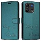 For Blackview Oscal Flat 1C Smile Embossing RFID Leather Phone Case(Peacock Green) - 2