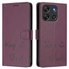 For Blackview Oscal Flat 1C Smile Embossing RFID Leather Phone Case(Violet) - 2