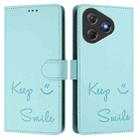 For Blackview Oscal Flat 2 Smile Embossing RFID Leather Phone Case(Mint Green) - 2