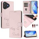 For Blackview Oscal Flat 2 Smile Embossing RFID Leather Phone Case(Pink) - 1