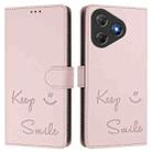 For Blackview Oscal Flat 2 Smile Embossing RFID Leather Phone Case(Pink) - 2