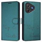 For Blackview Oscal Flat 2 Smile Embossing RFID Leather Phone Case(Peacock Green) - 2