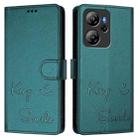 For Blackview Oscal Tiger 13 Smile Embossing RFID Leather Phone Case(Peacock Green) - 2
