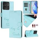 For BLU View 5 Smile Embossing RFID Leather Phone Case(Mint Green) - 1