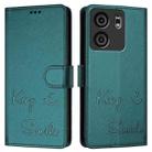 For BLU View 5 Smile Embossing RFID Leather Phone Case(Peacock Green) - 3