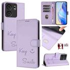 For BLU View 5 Smile Embossing RFID Leather Phone Case(Light Purple) - 1