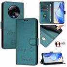 For BLU Bold K50 Smile Embossing RFID Leather Phone Case(Peacock Green) - 1